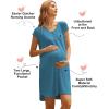 Ekouaer Labor/Delivery/Hospital Gown Nursing Nightgown Maternity Sleepwear With Pockets Postpartum Gowns with Button S-XXL(Lake Blue)