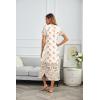Ekouaer Long Nightgowns for Women Plus Size House Dress Short Sleeve Night Gown Pleated Full Length Loungwear S-4XL(Apricot)