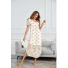 Ekouaer Long Nightgowns for Women Plus Size House Dress Short Sleeve Night Gown Pleated Full Length Loungwear S-4XL(Apricot)