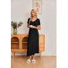 Ekouaer Long Nightgowns for Women Plus Size House Dress Short Sleeve Night Gown Pleated Full Length Loungwear S-4XL(Black)