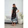 Ekouaer Long Nightgowns for Women Plus Size House Dress Short Sleeve Night Gown Pleated Full Length Loungwear S-4XL(Black Butterfly)