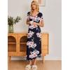 Ekouaer Long Nightgowns for Women Plus Size House Dress Short Sleeve Night Gown Pleated Full Length Loungwear S-4XL(Black Pink Flowers)