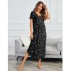 Ekouaer Long Nightgowns for Women Plus Size House Dress Short Sleeve Night Gown Pleated Full Length Loungwear S-4XL(Black Star)