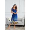 Ekouaer Long Nightgowns for Women Plus Size House Dress Short Sleeve Night Gown Pleated Full Length Loungwear S-4XL(Blue Mandala)