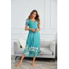 Ekouaer Long Nightgowns for Women Plus Size House Dress Short Sleeve Night Gown Pleated Full Length Loungwear S-4XL(Green Flower)