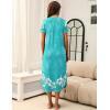 Ekouaer Long Nightgowns for Women Plus Size House Dress Short Sleeve Night Gown Pleated Full Length Loungwear S-4XL(Green Flower)
