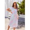 Ekouaer Long Nightgowns for Women Plus Size House Dress Short Sleeve Night Gown Pleated Full Length Loungwear S-4XL(Green Tie-dye)