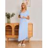 Ekouaer Long Nightgowns for Women Plus Size House Dress Short Sleeve Night Gown Pleated Full Length Loungwear S-4XL(Light Blue)