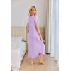 Ekouaer Long Nightgowns for Women Plus Size House Dress Short Sleeve Night Gown Pleated Full Length Loungwear S-4XL(Lilac)