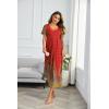 Ekouaer Long Nightgowns for Women Plus Size House Dress Short Sleeve Night Gown Pleated Full Length Loungwear S-4XL(Peacock Feather)