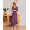 Ekouaer Long Nightgowns for Women Plus Size House Dress Short Sleeve Night Gown Pleated Full Length Loungwear S-4XL(Purple)