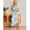 Ekouaer Long Nightgowns for Women Plus Size House Dress Short Sleeve Night Gown Pleated Full Length Loungwear S-4XL(Rose Flower)