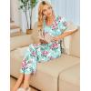 Ekouaer Long Nightgowns for Women Plus Size House Dress Short Sleeve Night Gown Pleated Full Length Loungwear S-4XL(Rose Flower)