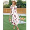 Ekouaer Long Nightgowns for Women Plus Size House Dress Short Sleeve Night Gown Pleated Full Length Loungwear S-4XL(White Red Flowers)