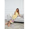 Ekouaer Long Nightgowns for Women Plus Size House Dress Short Sleeve Night Gown Pleated Full Length Loungwear S-4XL(Yellow Flower)