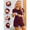 Ekouaer Maternity Nursing Pajamas Set 3 Piece Postpartum Lounge Breastfeeding Pjs Pregnancy Shorts & Pants S-XXL(Burgundy)