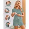 Ekouaer Maternity Nursing Pajamas Set 3 Piece Postpartum Lounge Breastfeeding Pjs Pregnancy Shorts & Pants S-XXL(Gray Green)