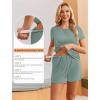 Ekouaer Maternity Nursing Pajamas Set 3 Piece Postpartum Lounge Breastfeeding Pjs Pregnancy Shorts & Pants S-XXL(Gray Green)