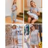 Ekouaer Maternity Nursing Pajamas Set 3 Piece Postpartum Lounge Breastfeeding Pjs Pregnancy Shorts & Pants S-XXL(Light Gray Stripe)