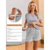 Ekouaer Maternity Nursing Pajamas Set 3 Piece Postpartum Lounge Breastfeeding Pjs Pregnancy Shorts & Pants S-XXL(Light Gray Stripe)