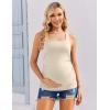 Ekouaer Maternity Tank Tops 3 Pack Square Neck Pregnancy Shirts for Women Summer Ruched Side Sleeveless Pregnant Clothes Top(Brown/Black/Beige)