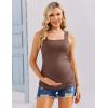 Ekouaer Maternity Tank Tops 3 Pack Square Neck Pregnancy Shirts for Women Summer Ruched Side Sleeveless Pregnant Clothes Top(Brown/Black/White)