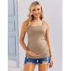 Ekouaer Maternity Tank Tops 3 Pack Square Neck Pregnancy Shirts for Women Summer Ruched Side Sleeveless Pregnant Clothes Top(Brown/Khaki/Black)