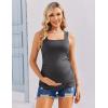 Ekouaer Maternity Tank Tops 3 Pack Square Neck Pregnancy Shirts for Women Summer Ruched Side Sleeveless Pregnant Clothes Top(Dark Grey/White/Black)