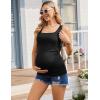 Ekouaer Maternity Tank Tops 3 Pack Square Neck Pregnancy Shirts for Women Summer Ruched Side Sleeveless Pregnant Clothes Top(Hot Pink/White/Black)