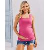 Ekouaer Maternity Tank Tops 3 Pack Square Neck Pregnancy Shirts for Women Summer Ruched Side Sleeveless Pregnant Clothes Top(Hot Pink/White/Black)