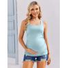 Ekouaer Maternity Tank Tops 3 Pack Square Neck Pregnancy Shirts for Women Summer Ruched Side Sleeveless Pregnant Clothes Top(Light Blue/White/Black)