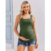 Ekouaer Maternity Tank Tops 3 Pack Square Neck Pregnancy Shirts for Women Summer Ruched Side Sleeveless Pregnant Clothes Top(Light Grey/Army Green/Black)
