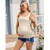 Ekouaer Maternity Tank Tops 3 Pack Square Neck Pregnancy Shirts for Women Summer Ruched Side Sleeveless Pregnant Clothes Top(Light Grey/Beige/Black)