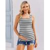 Ekouaer Maternity Tank Tops 3 Pack Square Neck Pregnancy Shirts for Women Summer Ruched Side Sleeveless Pregnant Clothes Top(Light Grey/White Striped/Black)
