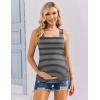 Ekouaer Maternity Tank Tops 3 Pack Square Neck Pregnancy Shirts for Women Summer Ruched Side Sleeveless Pregnant Clothes Top(White Striped/Black Striped/Brown Striped)