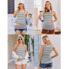 Ekouaer Maternity Tank Tops 3 Pack Square Neck Pregnancy Shirts for Women Summer Ruched Side Sleeveless Pregnant Clothes Top(White Striped/Black Striped/Brown Striped)