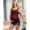 Ekouaer Maternity Tank Tops 3 Pack Square Neck Pregnancy Shirts for Women Summer Ruched Side Sleeveless Pregnant Clothes Top(Wine/Navy Blue/Black)
