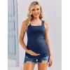 Ekouaer Maternity Tank Tops 3 Pack Square Neck Pregnancy Shirts for Women Summer Ruched Side Sleeveless Pregnant Clothes Top(Wine/Navy Blue/Black)