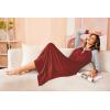 Ekouaer Nightgown Long Sleeve for Women Sleepwear V Neck Loungewear Button Full Length Nightshirt(A-wine Red1)