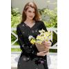 Ekouaer Nightgown Long Sleeve for Women Sleepwear V Neck Loungewear Button Full Length Nightshirt(Cherry Blossoms)