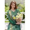 Ekouaer Nightgown Long Sleeve for Women Sleepwear V Neck Loungewear Button Full Length Nightshirt(Floral Green)