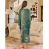 Ekouaer Nightgown Long Sleeve for Women Sleepwear V Neck Loungewear Button Full Length Nightshirt(Floral Green)
