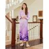 Ekouaer Nightgown Long Sleeve for Women Sleepwear V Neck Loungewear Button Full Length Nightshirt(Floral Light Purple)