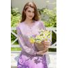 Ekouaer Nightgown Long Sleeve for Women Sleepwear V Neck Loungewear Button Full Length Nightshirt(Floral Light Purple)
