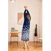 Ekouaer Nightgown Long Sleeve for Women Sleepwear V Neck Loungewear Button Full Length Nightshirt(Grey Flower)