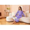 Ekouaer Nightgown Long Sleeve for Women Sleepwear V Neck Loungewear Button Full Length Nightshirt(Purple Floral)