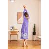 Ekouaer Nightgown Long Sleeve for Women Sleepwear V Neck Loungewear Button Full Length Nightshirt(Purple Floral)