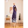 Ekouaer Nightgown Long Sleeve for Women Sleepwear V Neck Loungewear Button Full Length Nightshirt(Purple Flowers)