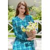 Ekouaer Nightgown Long Sleeve for Women Sleepwear V Neck Loungewear Button Full Length Nightshirt(Turquoise Plaid)