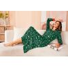 Ekouaer Nightgown Long Sleeve for Women Sleepwear V Neck Loungewear Button Full Length Nightshirt(Xmas Print)